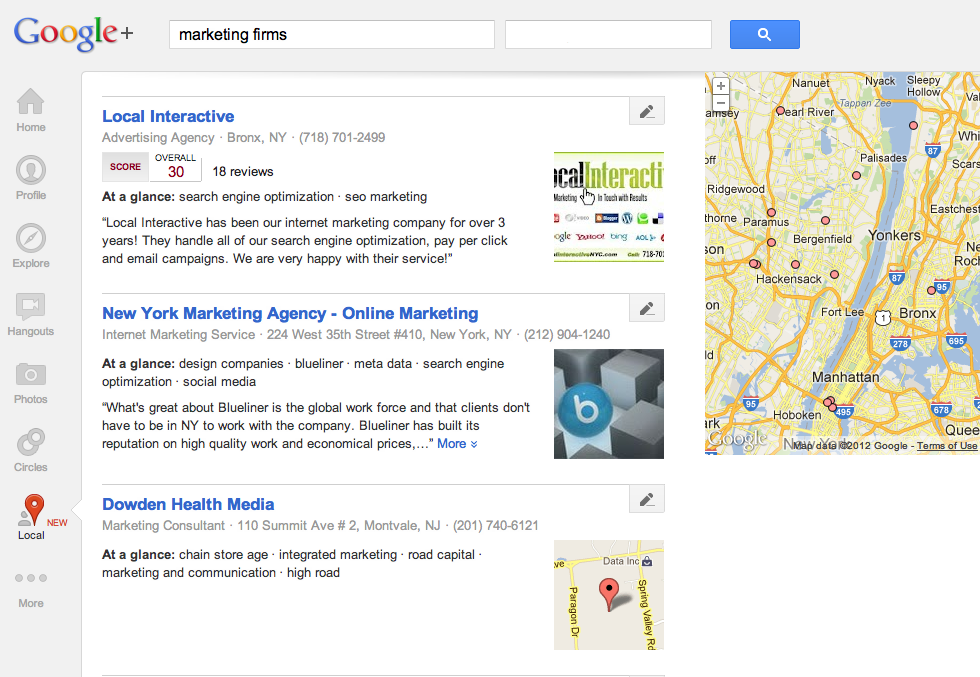 Google+ Local Pages Marketing Firms