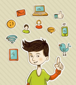 SocialTeen-267x300 Go social teenager shows networks icons  