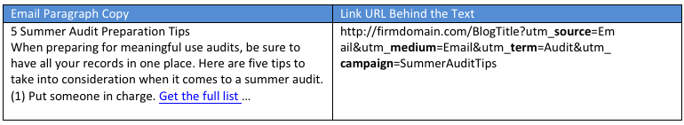 Email UTM Example