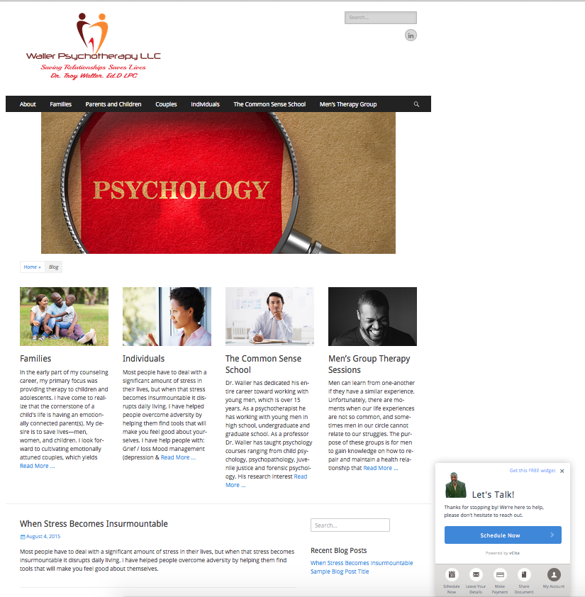 Waller Psychotherapy website design by Penheel Marketing