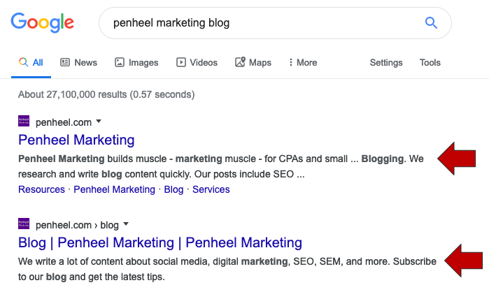 Penheel Marketing meta description example