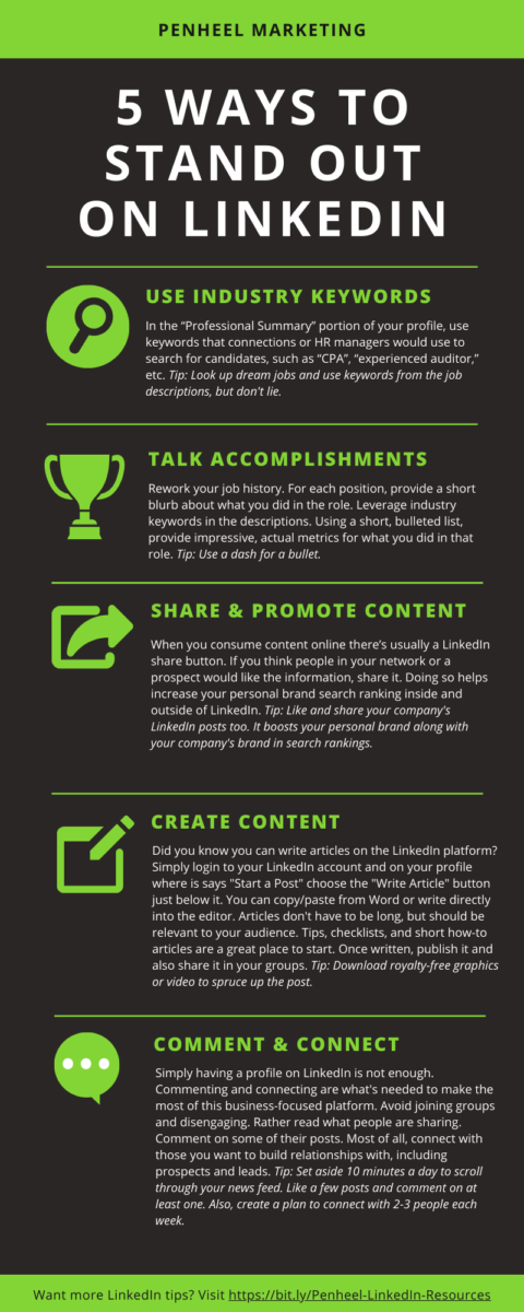 5 ways to stand out on LinkedIn infographic
